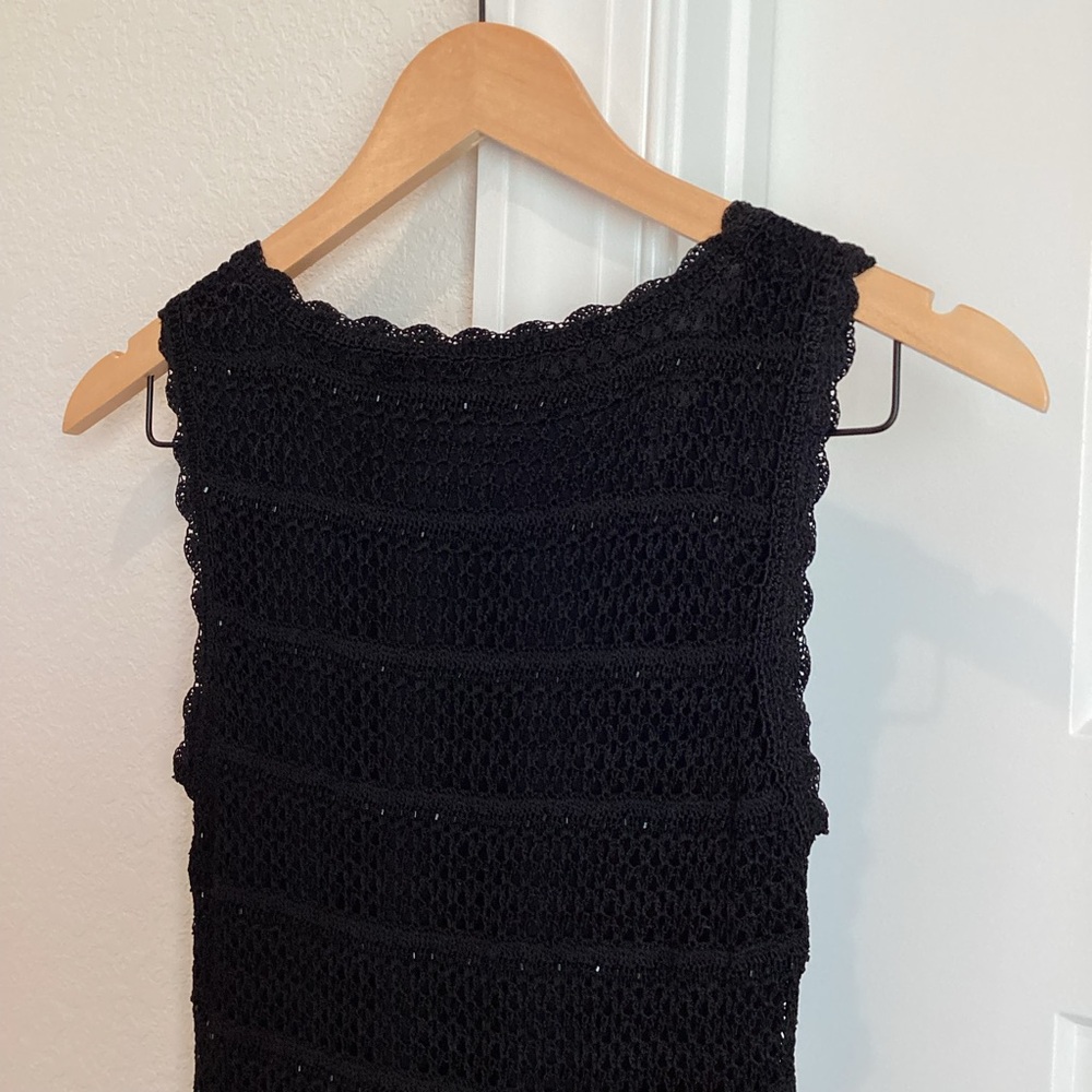 Vintage Kroshetta by Papillon Sleeveless Crochet Beaded Dress Black - Picture 8 of 12